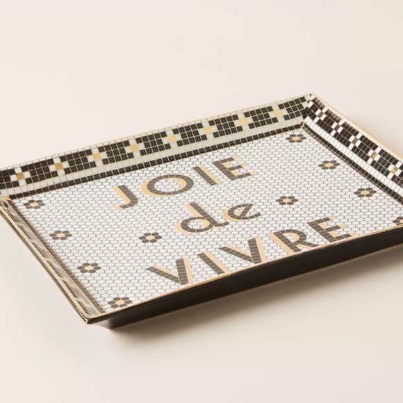 Anthropologie Black and Gold Decorative Tray - Picture 1 of 5